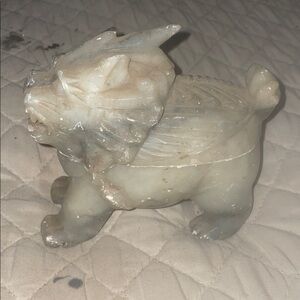 Handcrafted Cream Stone Dog Figurine - Decorative Pet Accent